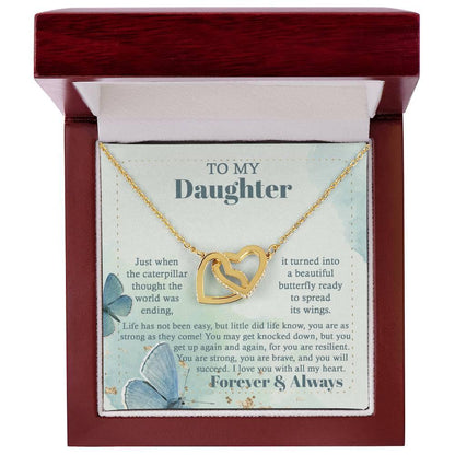 Gift for Birthday, Christmas - Daughter - Beautiful Butterfly - Interlocking Hearts Necklace - Mallard Moon Gift Shop