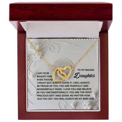 To My Badass Daughter - A Bold & Heartfelt Gift of Love -Interlocking Hearts Necklace - Mallard Moon Gift Shop