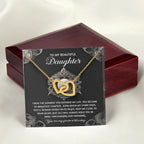 To My Beautiful Daughter - Interlocking Hearts Necklace with Sentimental Message – Birthday, Graduation, Christmas Jewelry – Luxury LED Box Option
