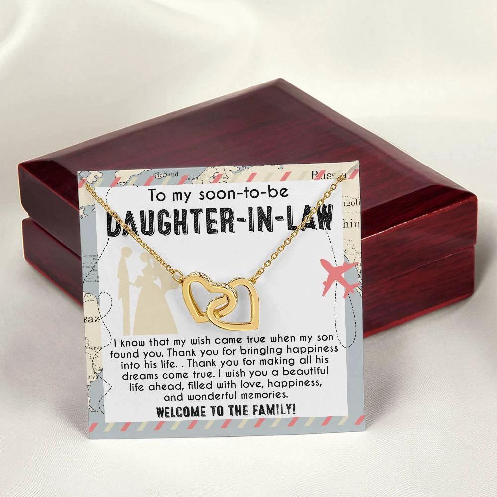 To My Soon-to-be Daughter-in-law Welcome to the Family Wedding Gift Hearts Pendant Necklace
