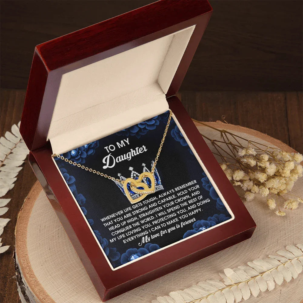 To My Daughter - Strength & Unwavering Love - Interlocking Hearts Necklace