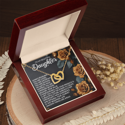 To My Beautiful Daughter – You Are Loved, You Are Important, You Are Enough– Empowering Necklace Gift with Message Card - Mallard Moon Gift Shop