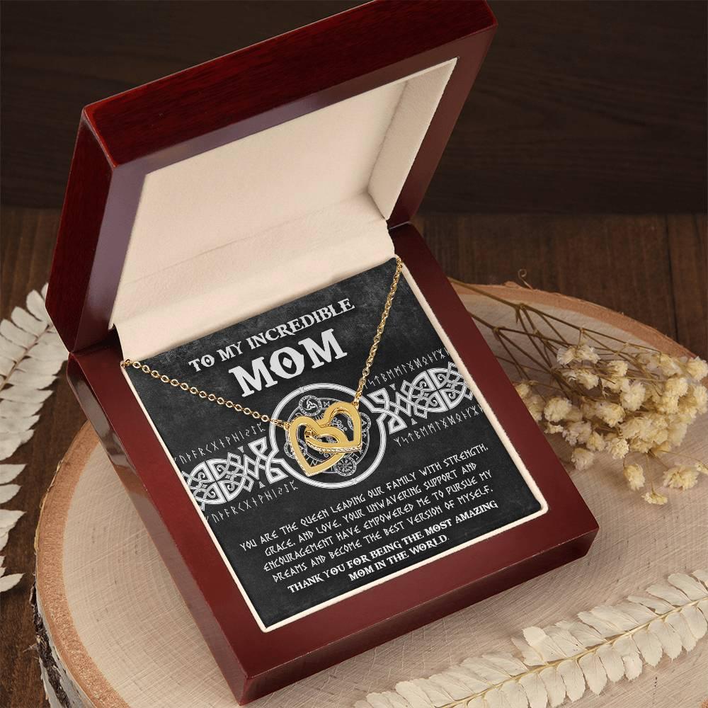 Mom - You are the Queen Leading our Family with Strength, Grace and Love Interlocking Hearts Pendant Necklace - Mallard Moon Gift Shop