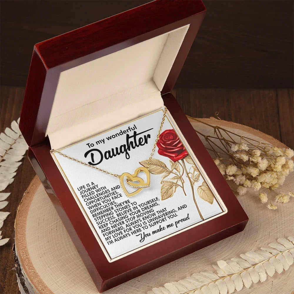 To My Wonderful Daughter – You Make Me Proud – Motivational Necklace Gift with Message of Love and Support