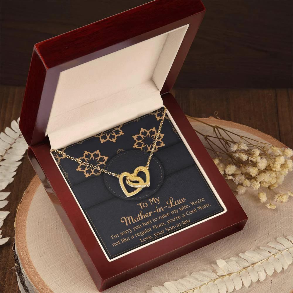 Gift for Mother-In-Law from Son-in-law You are a Cool Mom Interlocking Hearts Necklace