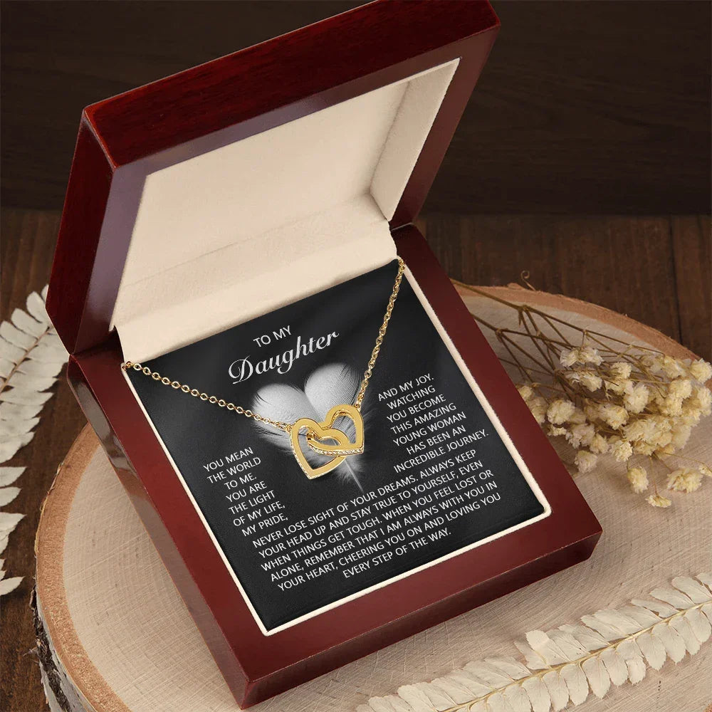 To My Daughter – A Gift of Love, Pride & Encouragement- Interlocking Hearts Necklace
