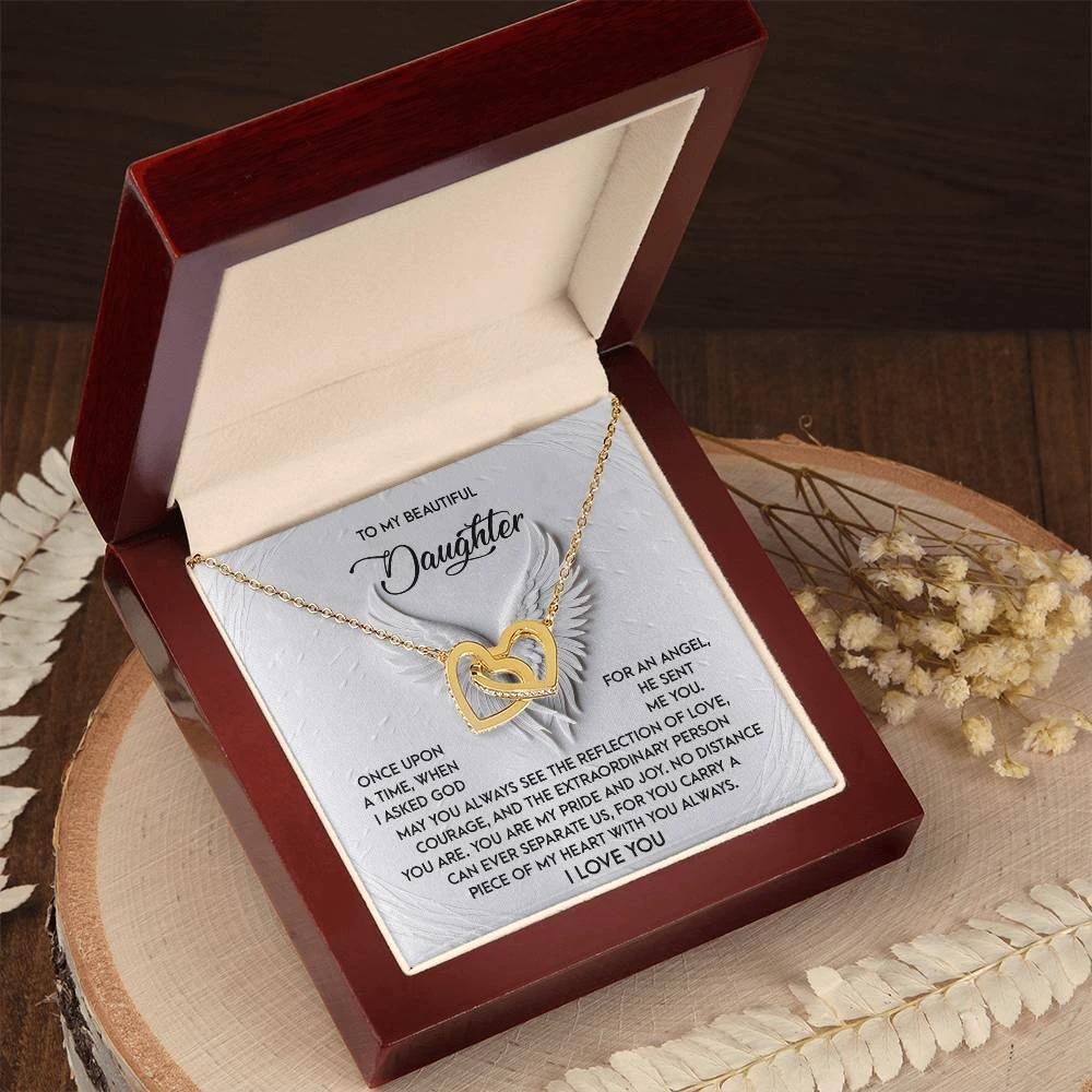 To My Beautiful Daughter - You Are My Angel - Interlocking Hearts Necklace