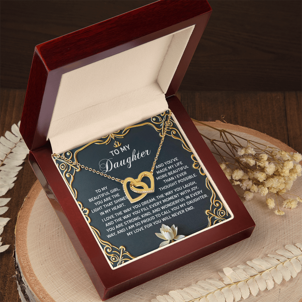 To My Daughter A Heartfelt Gift of Love & Pride Interlocking Hearts Necklace – A Timeless Symbol of Love & Pride - Mallard Moon Gift Shop