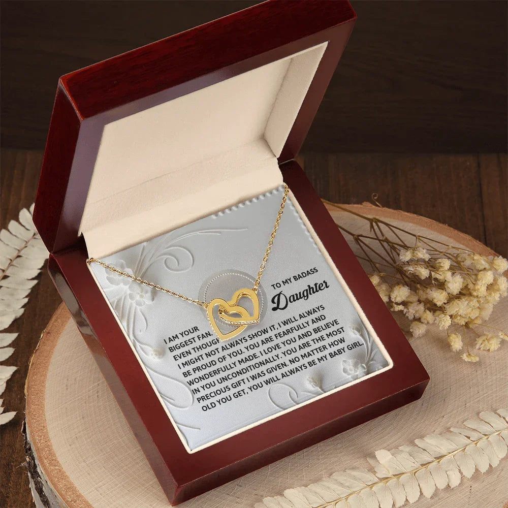 To My Badass Daughter - A Bold & Heartfelt Gift of Love -Interlocking Hearts Necklace