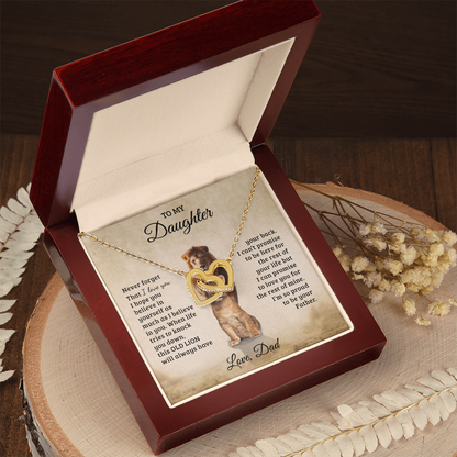 To My Daughter – Interlocking Hearts Necklace Gift from Dad | Old Lion Always Has Your Back | Meaningful Father Daughter Jewelry - Mallard Moon Gift Shop