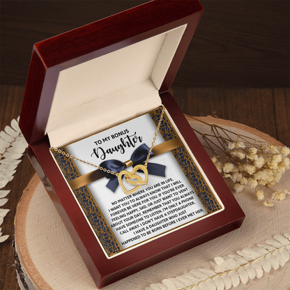 Bonus Daughter Heartfelt Gift Interlocking Hearts Necklace - I'm Only a Phone Call Away - Mallard Moon Gift Shop