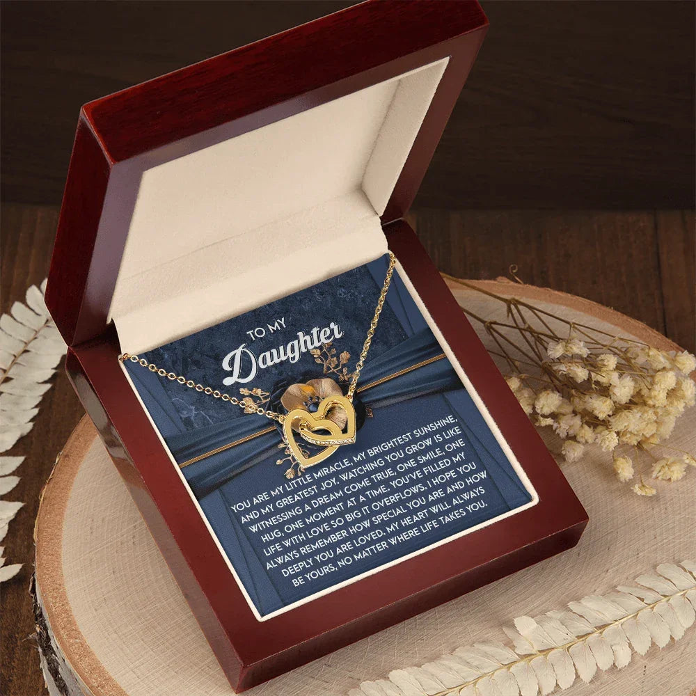 To My Daughter - Heartfelt Gift of Love & Encouragement Interlocking Hearts Necklace