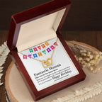 Happy Birthday “Fantastic Human” Interlocking Hearts Necklace | Fun & Heartfelt Birthday Jewelry Gift with Humorous Message Card