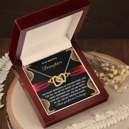 To My Beautiful Daughter - Unconditional Love - Interlocking Hearts Necklace - Mallard Moon Gift Shop