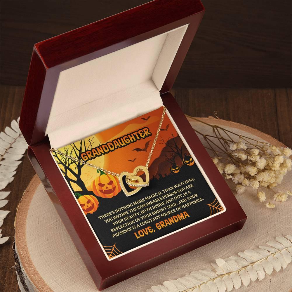 Granddaughter Halloween Nothing More Magical Personalized Interlocking Hearts Pendant Necklace - Mallard Moon Gift Shop