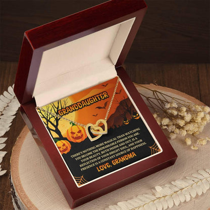 Granddaughter Halloween Nothing More Magical Personalized Interlocking Hearts Pendant Necklace - Mallard Moon Gift Shop