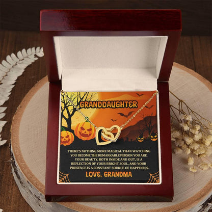 Granddaughter Halloween Nothing More Magical Personalized Interlocking Hearts Pendant Necklace - Mallard Moon Gift Shop