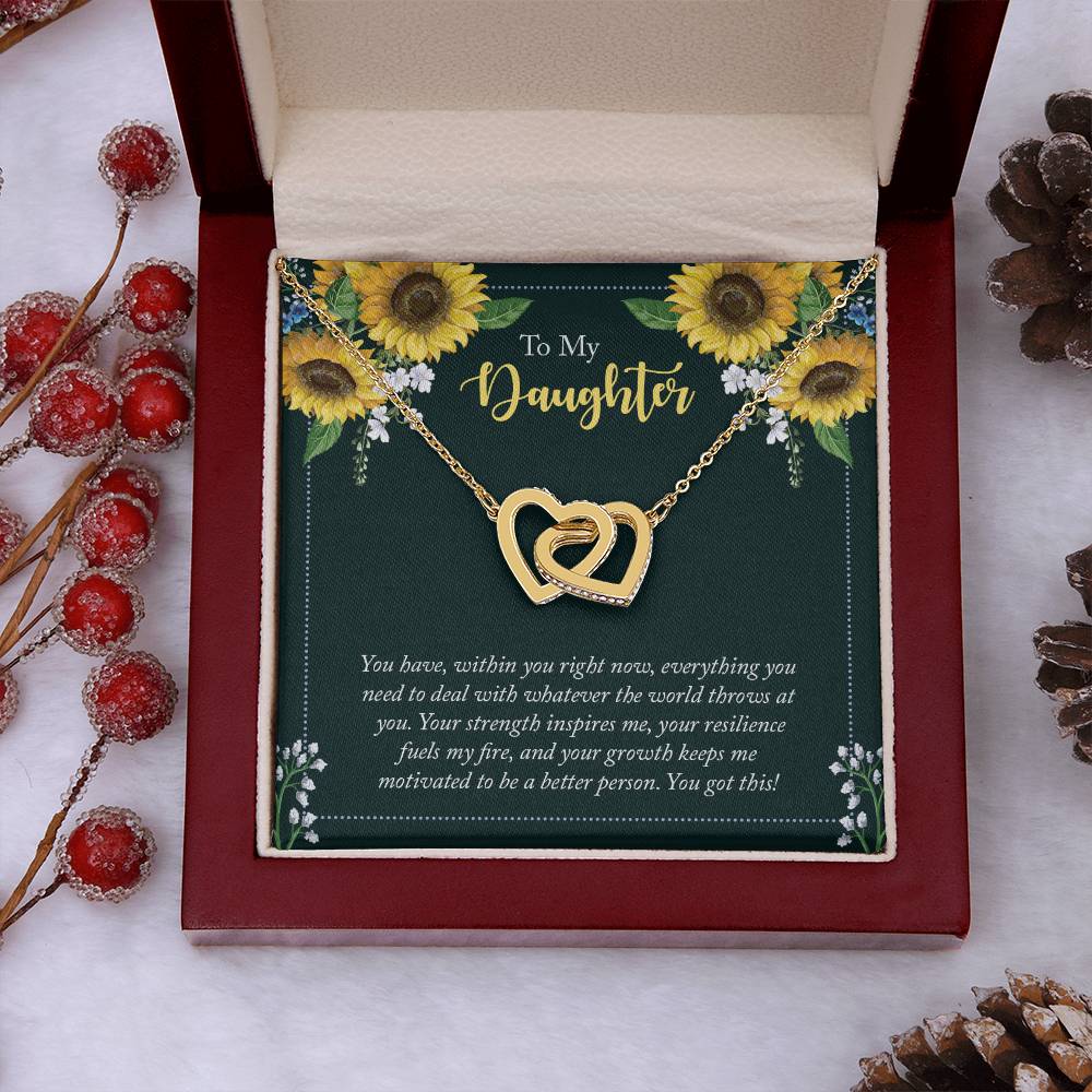 To My Daughter Encouragement Gift - Everything You Need - Interlocking Hearts Necklace - Mallard Moon