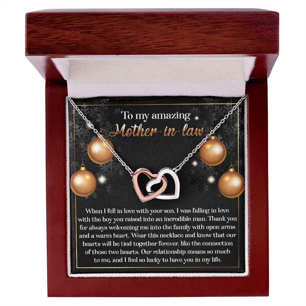 To My Amazing Mother-in-law Our Two Hearts Pendant Necklace