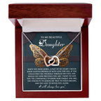 To My Beautiful Daughter- Never Feel Alone - Interlocking Hearts Necklace