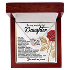 To My Wonderful Daughter – You Make Me Proud – Motivational Necklace Gift with Message of Love and Support