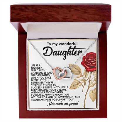 To My Wonderful Daughter – You Make Me Proud – Motivational Necklace Gift with Message of Love and Support - Mallard Moon Gift Shop