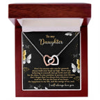 Gift for Daughter - Pursue Your Dreams I Will Always Love You Interlocking Hearts Necklace