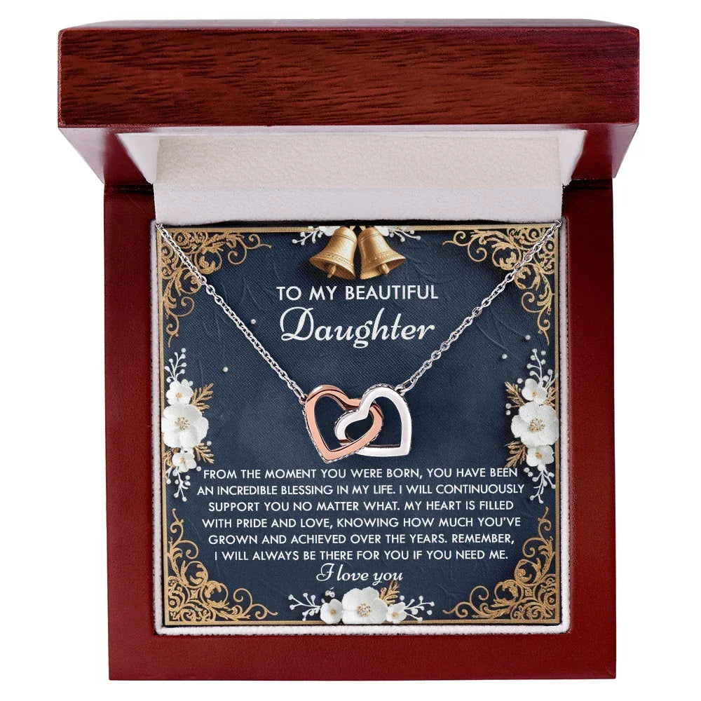 To My Beautiful Daughter - My Blessing - Interlocking Hearts Necklace – A Sentimental Gift of Love & Support