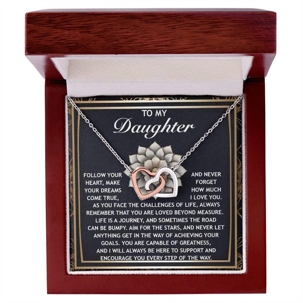 To My Daughter -A Gift of Love, Encouragement & Strength - Interlocking Hearts Necklace