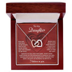 To My Daughter You Are the Beat of My Heart Interlocking Hearts Necklace
