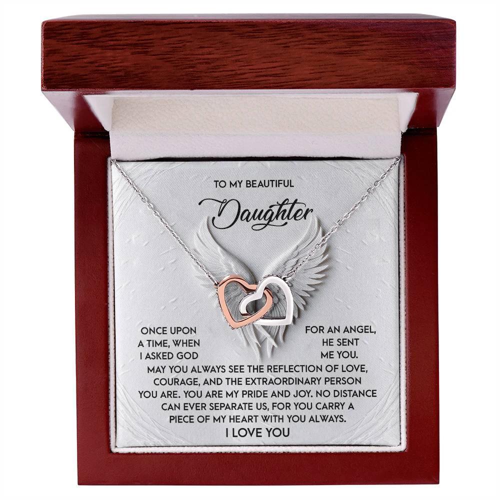 To My Beautiful Daughter - You Are My Angel - Interlocking Hearts Necklace