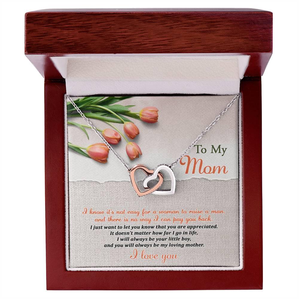 To My Mom, I Will Always Be Your Little Boy - Interlocking Hearts Pendant Necklace - Mallard Moon Gift Shop