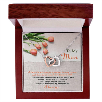To My Mom, I Will Always Be Your Little Boy - Interlocking Hearts Pendant Necklace - Mallard Moon Gift Shop