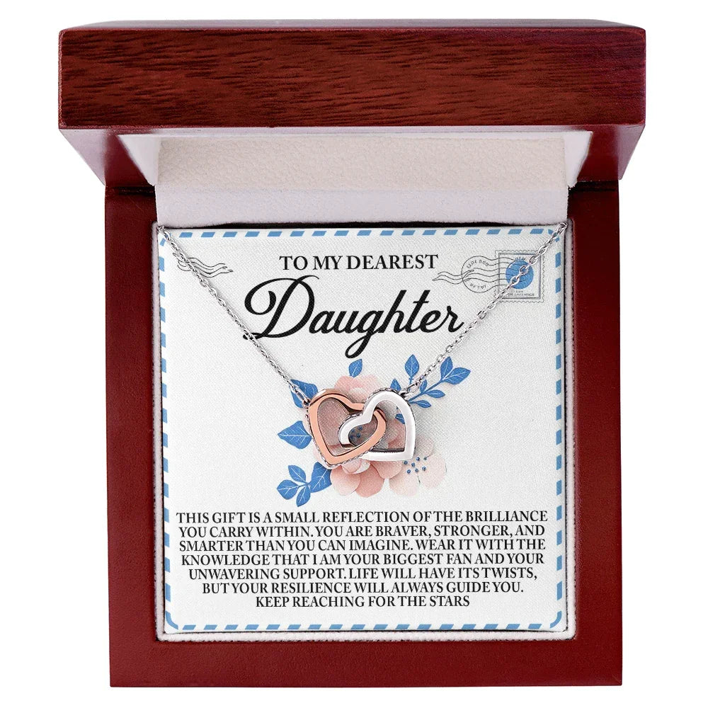To My Dearest Daughter – Keep Reaching for the Stars - Inspirational Necklace Gift with Message Card