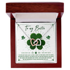 Lucky Four-Leaf Clover Best Friend Gift – Interlocking Hearts Necklace