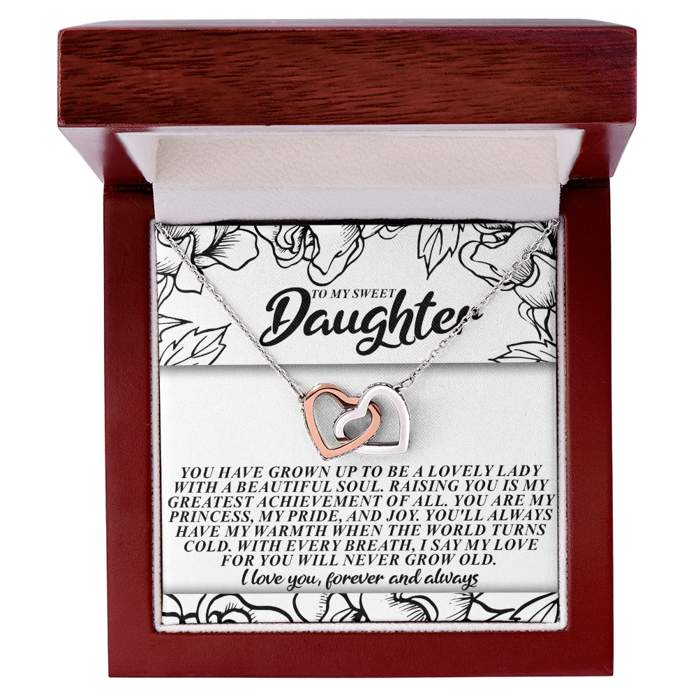 To My Sweet Daughter – You'll Always Have My Warmth When the World Turns Cold – Necklace Gift from Mom or Dad with Message Card