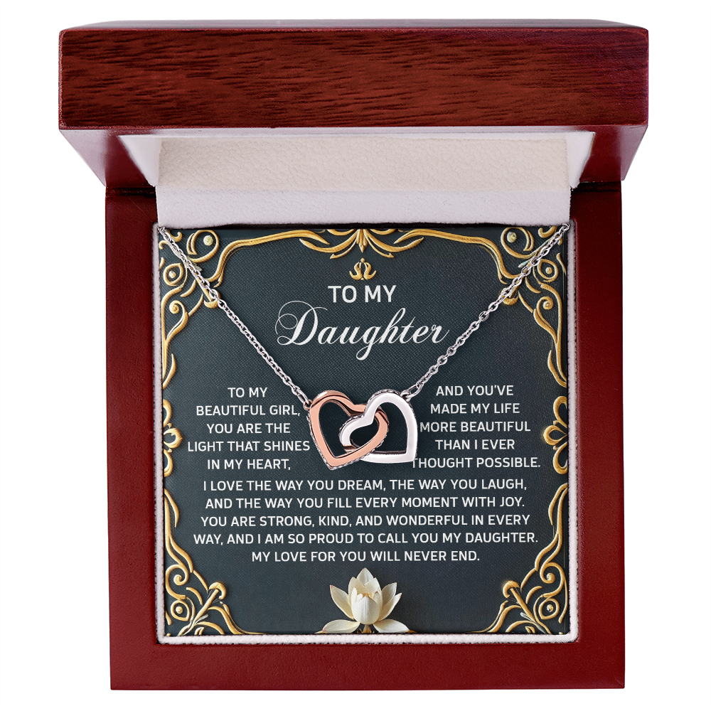 To My Daughter A Heartfelt Gift of Love & Pride Interlocking Hearts Necklace – A Timeless Symbol of Love & Pride - Mallard Moon Gift Shop