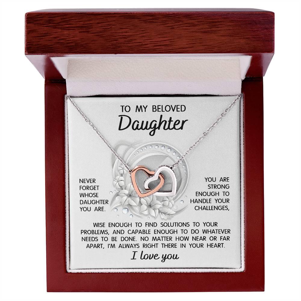 Daughter - I'm Always Right There - Interlocking Hearts Necklace - Mallard Moon Gift Shop