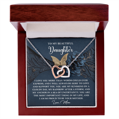 Daughter Gift - My Sunshine - Interlocking Hearts Necklace – A Heartfelt Gift from Mom - Mallard Moon Gift Shop