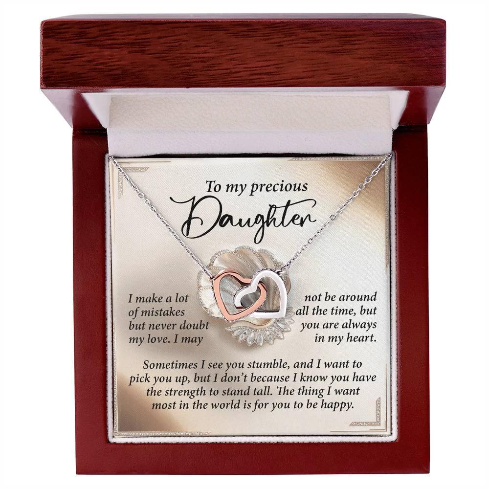To My Precious Daughter - Heartfelt Gift of Love & Strength - Interlocking Hearts Necklace