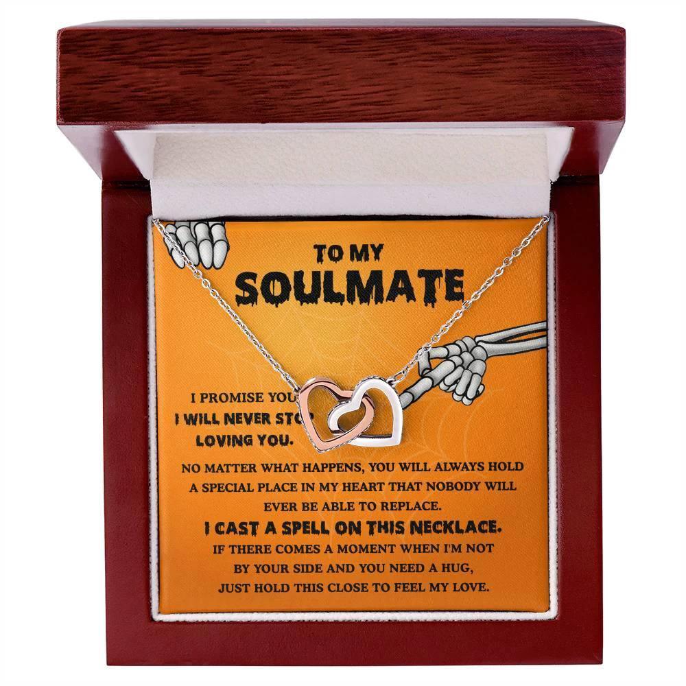 Soulmate-Never Stop Loving Halloween Interlocking Hearts Necklace