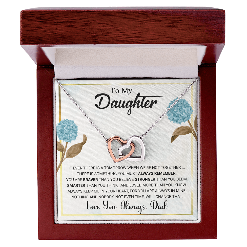 To My Daughter – Interlocking Hearts Necklace from Dad | Braver, Smarter, Stronger Message Card | Sentimental Keepsake Gift - Mallard Moon Gift Shop
