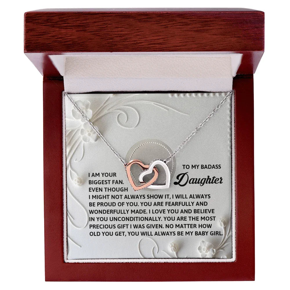 To My Badass Daughter - A Bold & Heartfelt Gift of Love -Interlocking Hearts Necklace