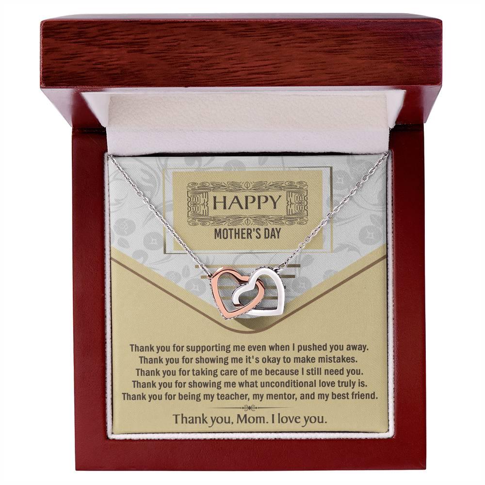 Happy Mother's Day Unconditional Love Interlocking Hearts Pendant Necklace Gift for Mom - Mallard Moon Gift Shop