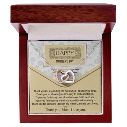 Happy Mother's Day Unconditional Love Interlocking Hearts Pendant Necklace Gift for Mom - Mallard Moon Gift Shop