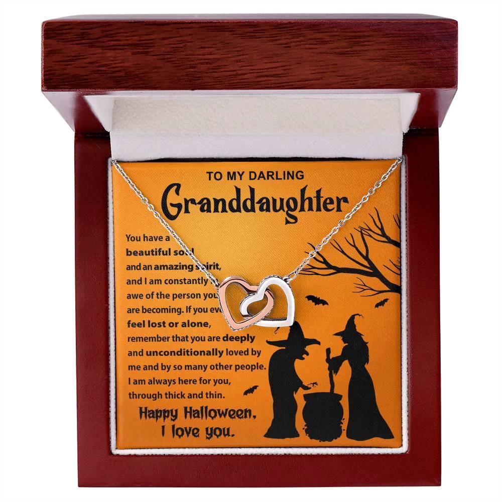 Granddaughter - Amazing Spirit Halloween Interlocking Hearts Pendant Necklace