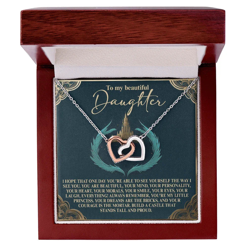 To My Beautiful Daughter – Build a Castle That Stands Tall and Proud – Fairytale-Inspired Necklace Gift from Mom