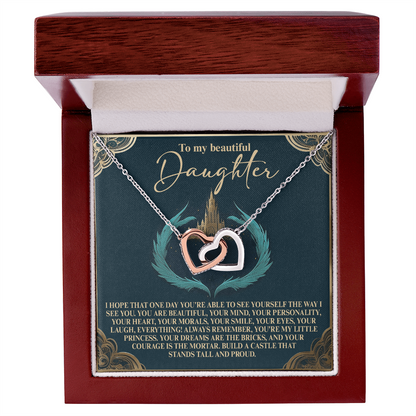 To My Beautiful Daughter – Build a Castle That Stands Tall and Proud – Fairytale-Inspired Necklace Gift from Mom - Mallard Moon Gift Shop