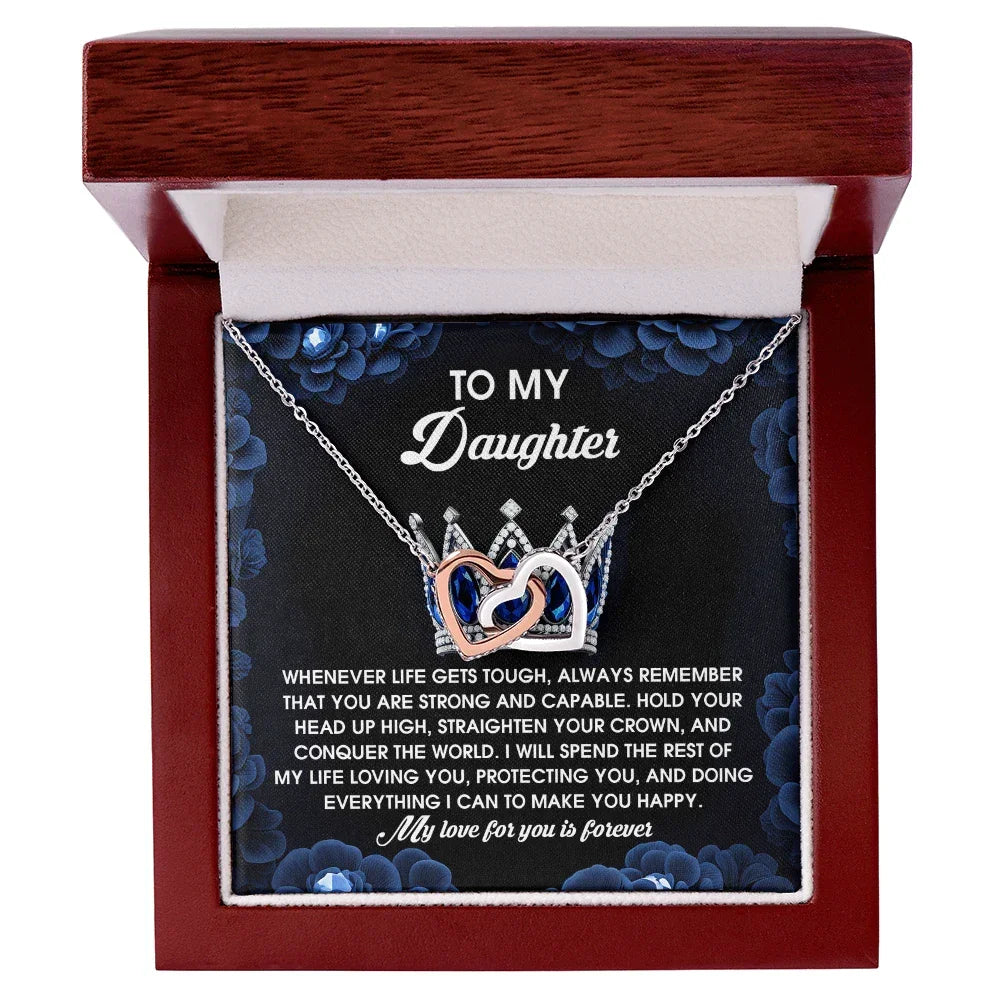 To My Daughter - Strength & Unwavering Love - Interlocking Hearts Necklace