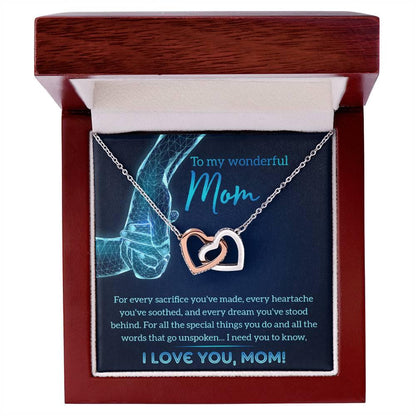 Gift for Mom You Stood Behind My Dreams Interlocking Hearts Necklace - Mallard Moon Gift Shop